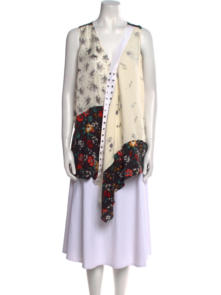 Derek Lam Silk Floral Print Tunic Top Shirt Size: Xl